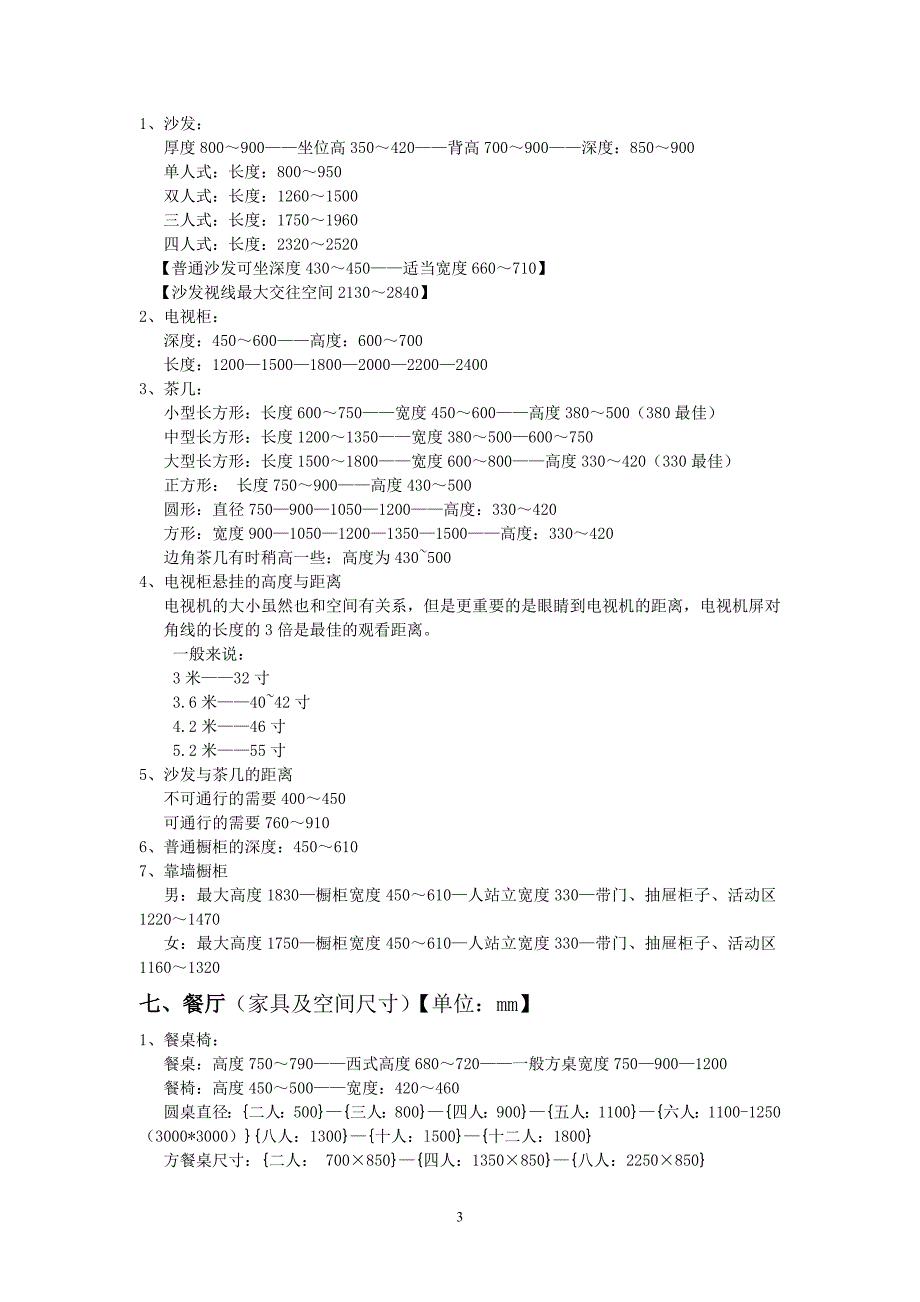 家居装修设计常规尺寸大全_第3页