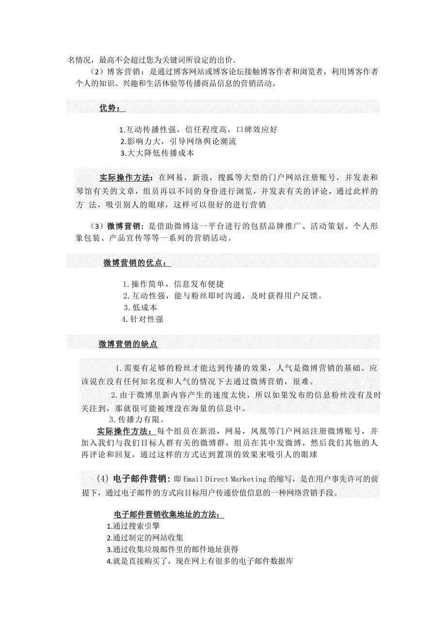 天籁之音琴馆网络推广计划书_第5页