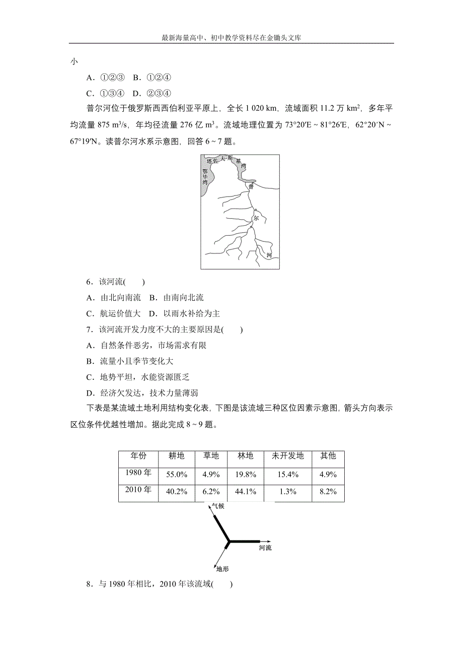 2017高考总复习课 限时集训（四十二） 微专题 河流特征及综合开发 Word版含解析_第2页