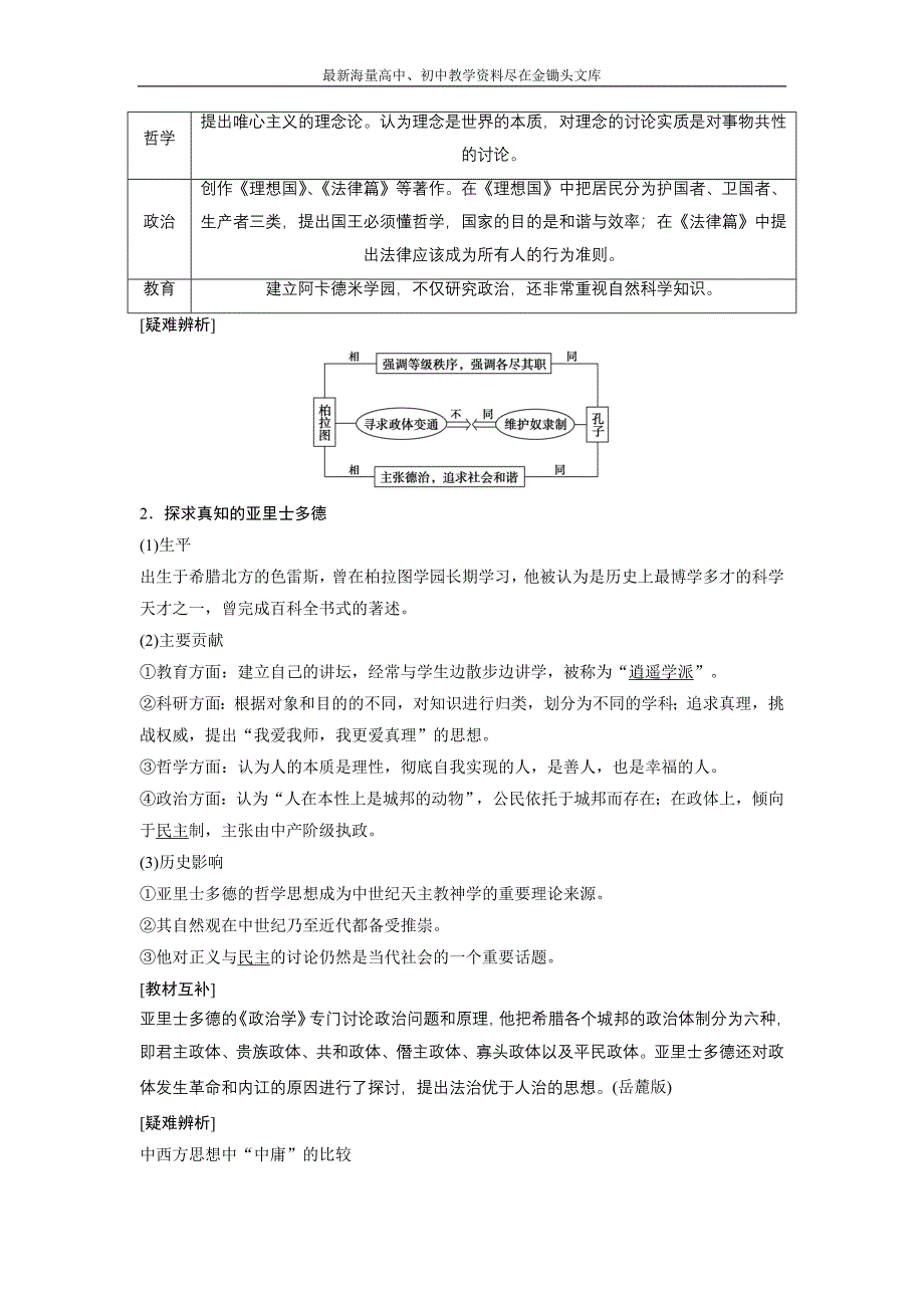 （人民版）选修4历史 2.2《古希腊的先哲》学案（含答案）_第2页