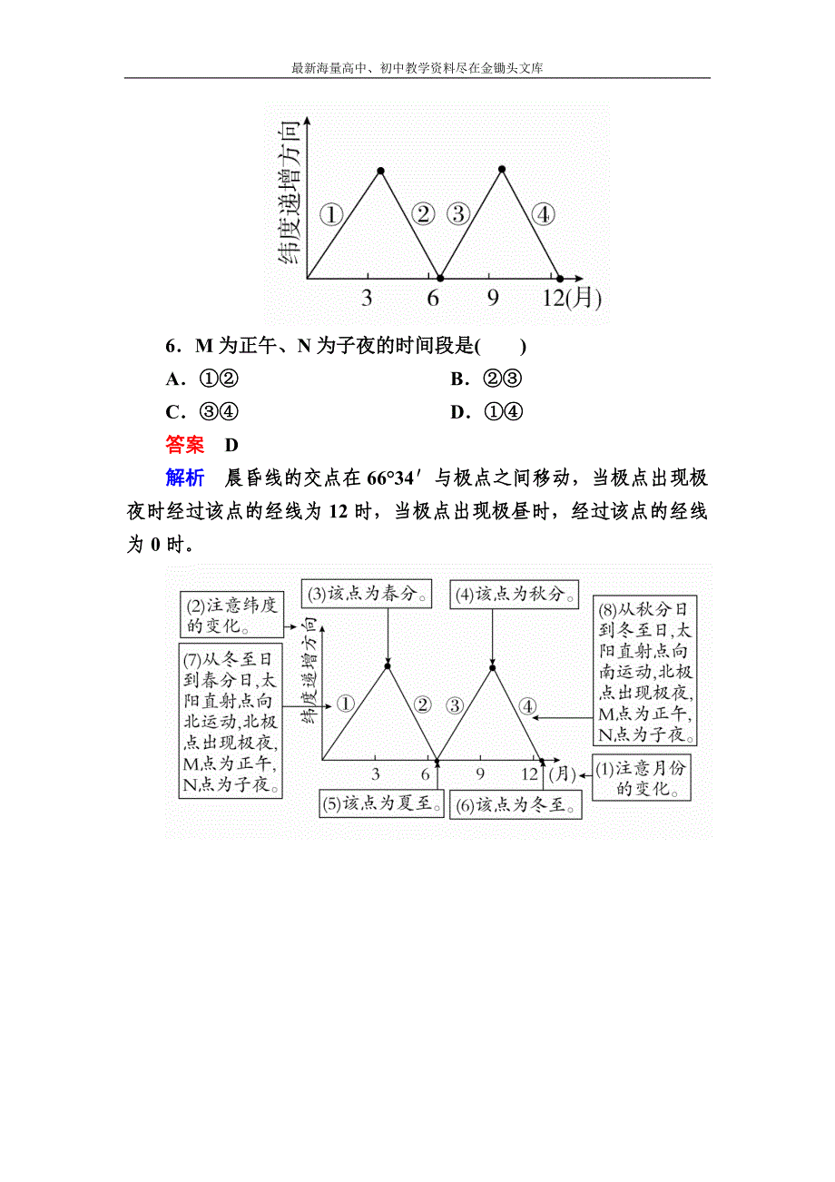 （2017）高考地理一轮复习 3.2《晨昏线的判读》对点训练（含答案）_第4页