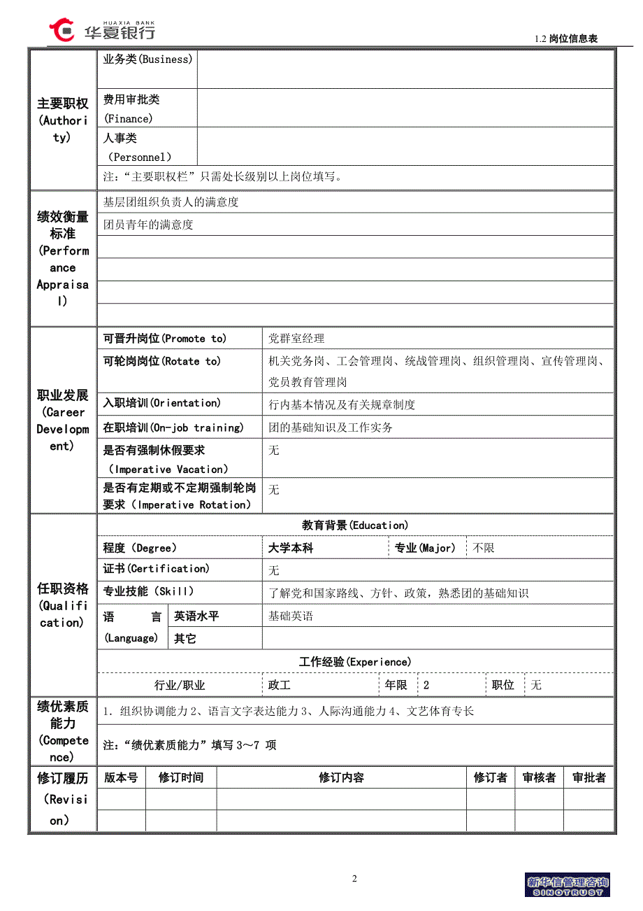 华夏银行岗位信息表－团建管理岗_第2页