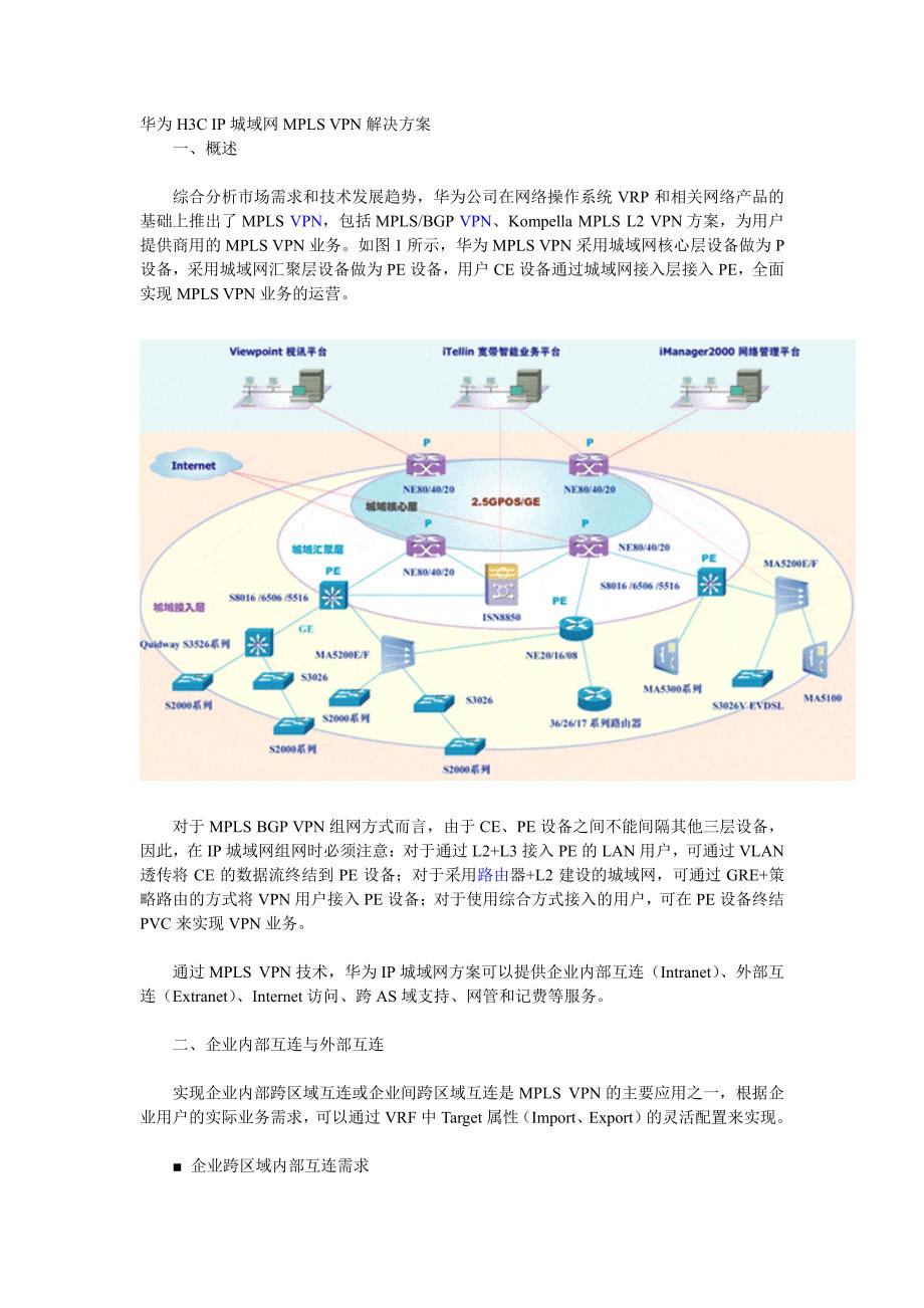 H3C IP城域网MPLS V PN解决方案_第1页