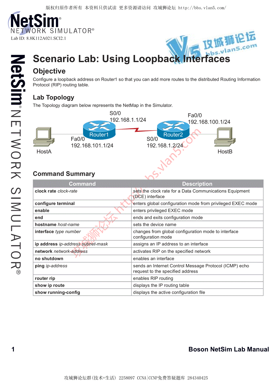 CCNA实验 Scenario Lab 19 - Using Loopback Interfaces_第1页