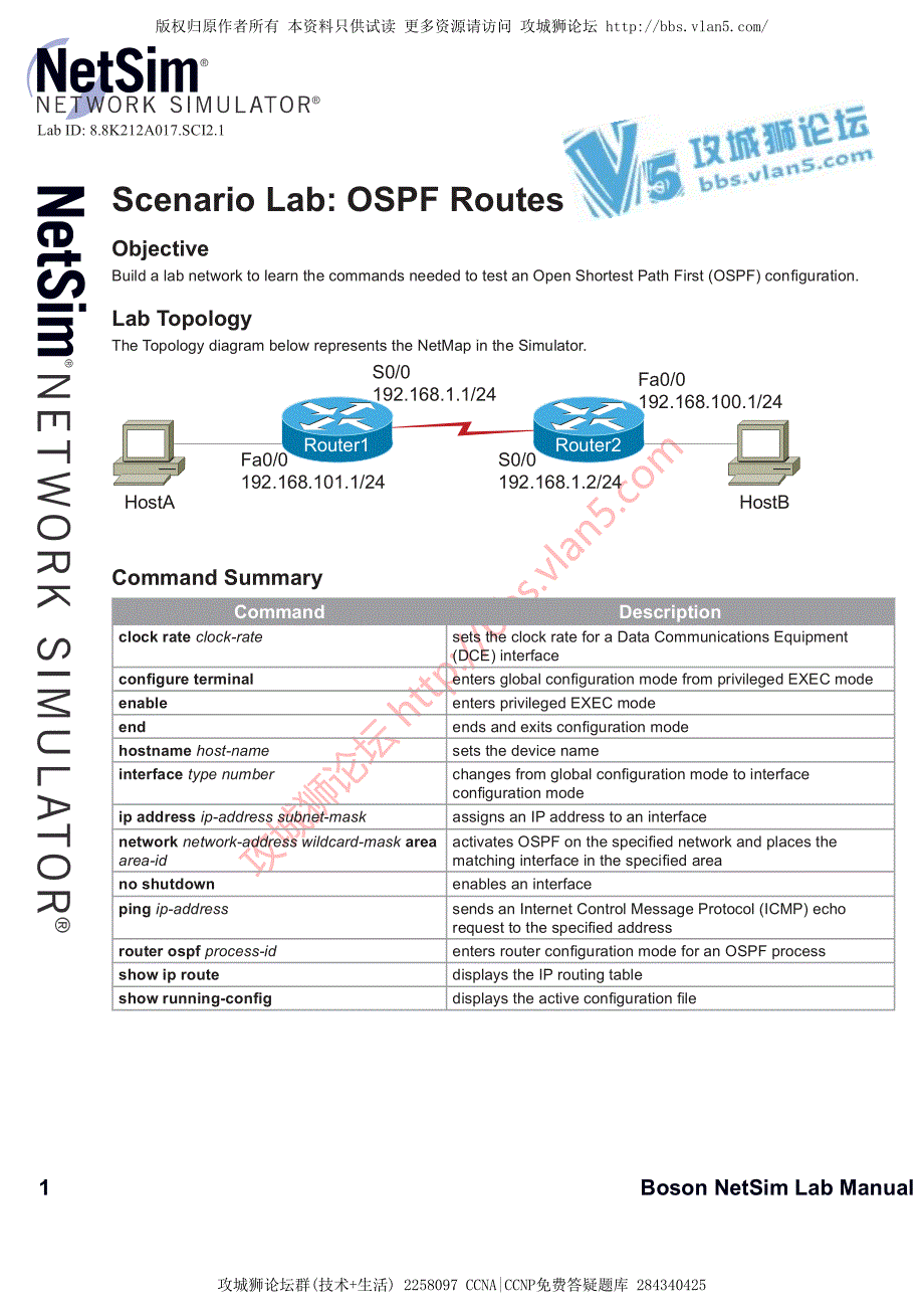 CCNA实验 Scenario Lab 15 - OSPF Routes_第1页