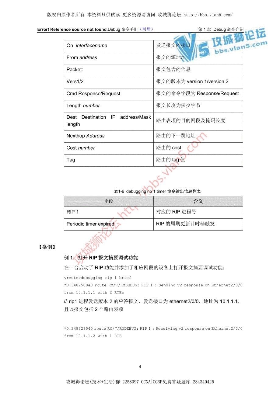 最新H3C排错_Rip模块Debug命令详解_第5页