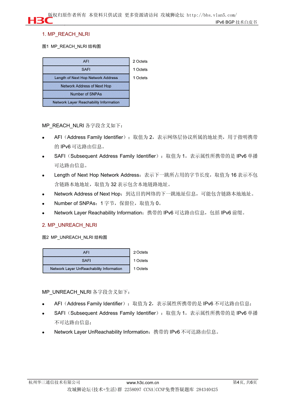 h3c IPv6 BGP技术白皮书_第4页