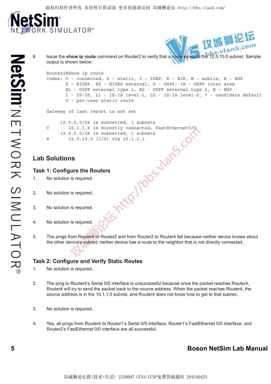 CCNA实验 Stand-Alone Lab 25 - Static Routes_第5页