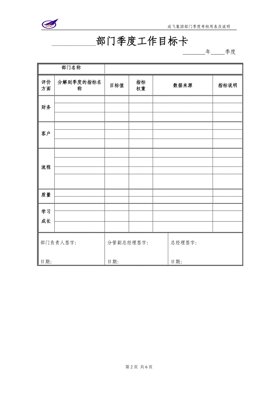 成飞集团部门季度考核表及说明_第3页