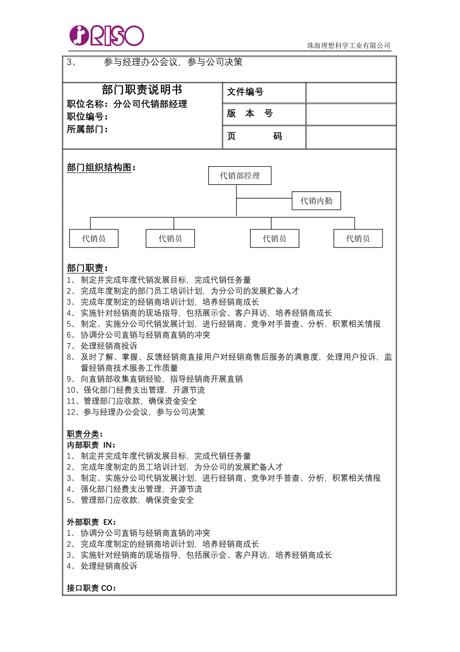 南京分公司部门职责说明书_第2页