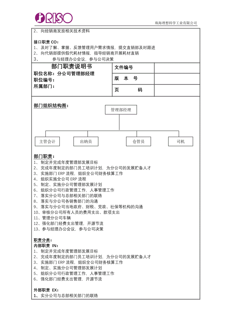 南京分公司部门职责说明书_第4页