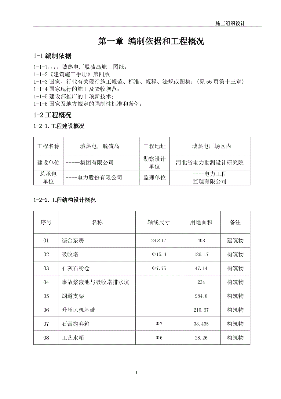 热电厂脱硫岛施工组织设计方案_第1页