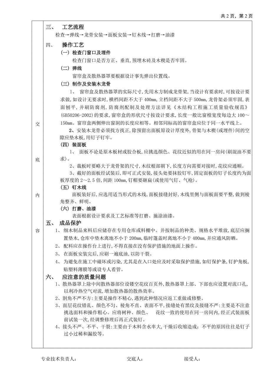 窗帘盒、窗台板和散热器罩工程施工工艺_第2页