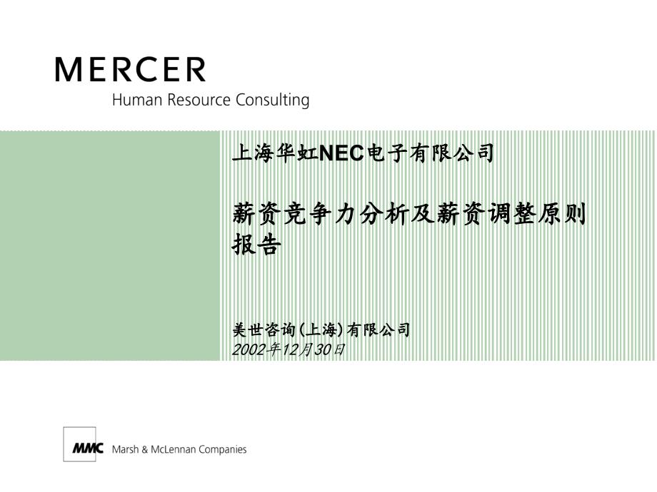 上海华虹NEC电子有限公司薪资竞争力分析及薪资调整原则报告_第1页