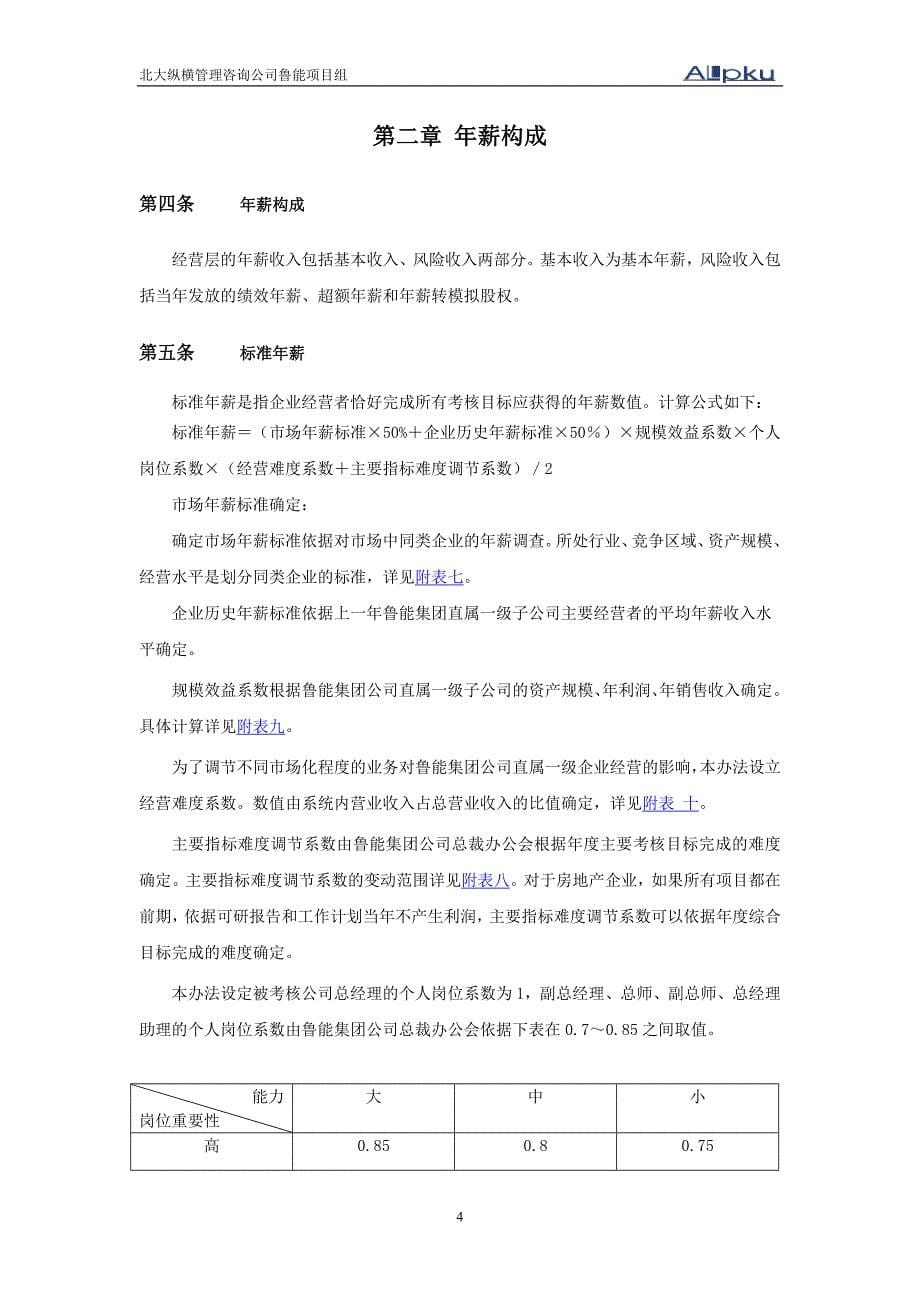 鲁能集团直属一级子公司（集团）年薪制考核办法（修改）_第5页