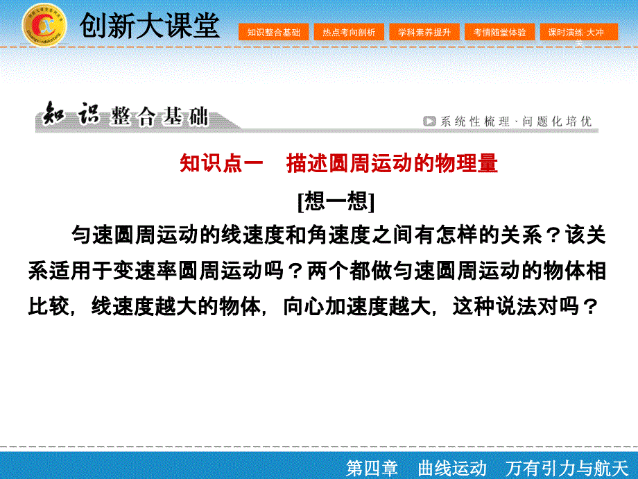 （创新大课堂）2016年高三一轮复习课件 第四章 第三单元 圆周运动_第2页