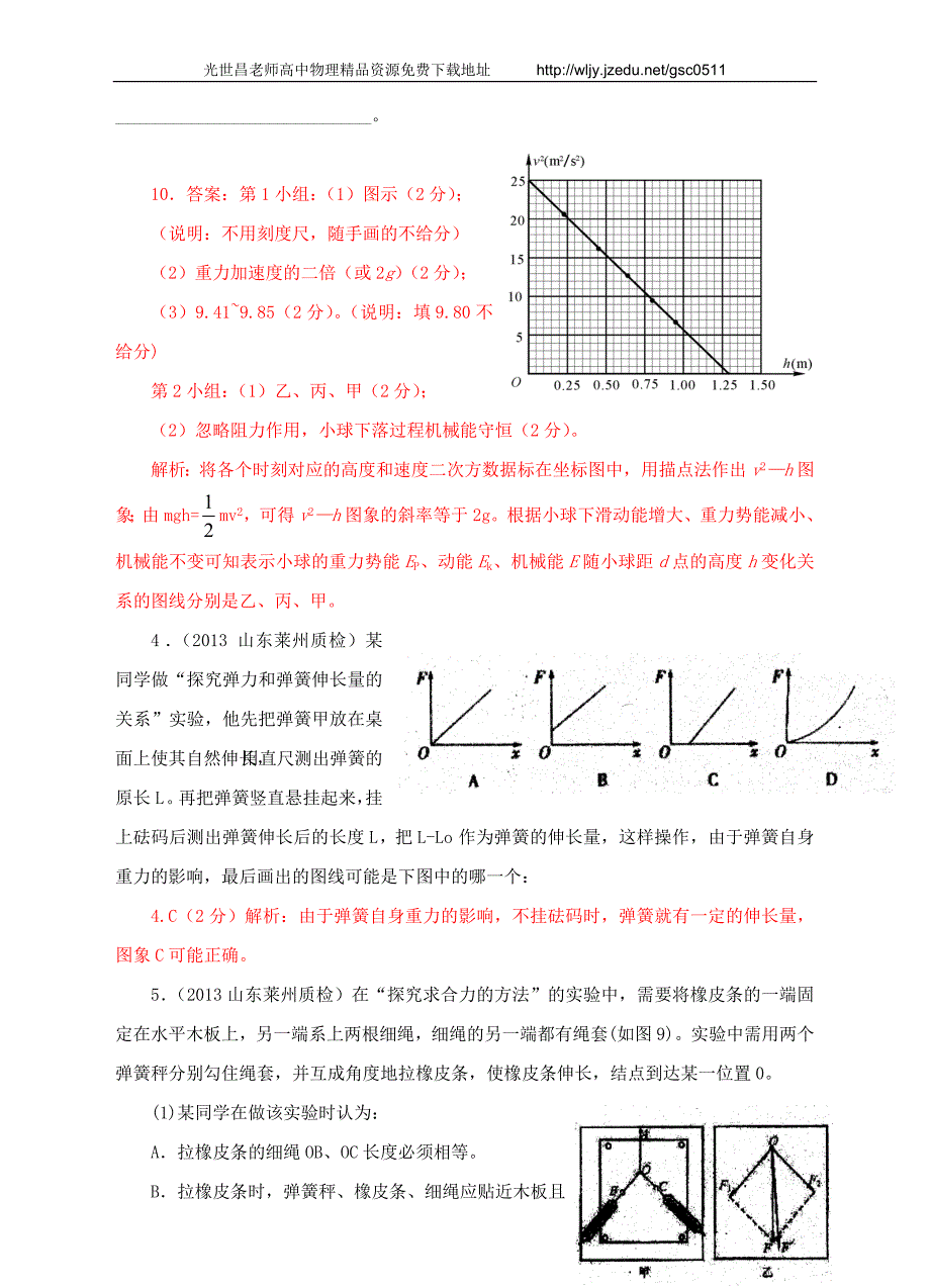 2013高考物理 模拟新题特快专递（第二期）专题十二 力学实验_第3页