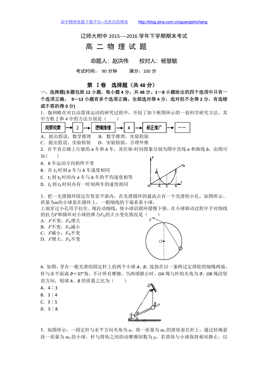 物理卷2017年高二下学期期末考试（2016.07）_第1页