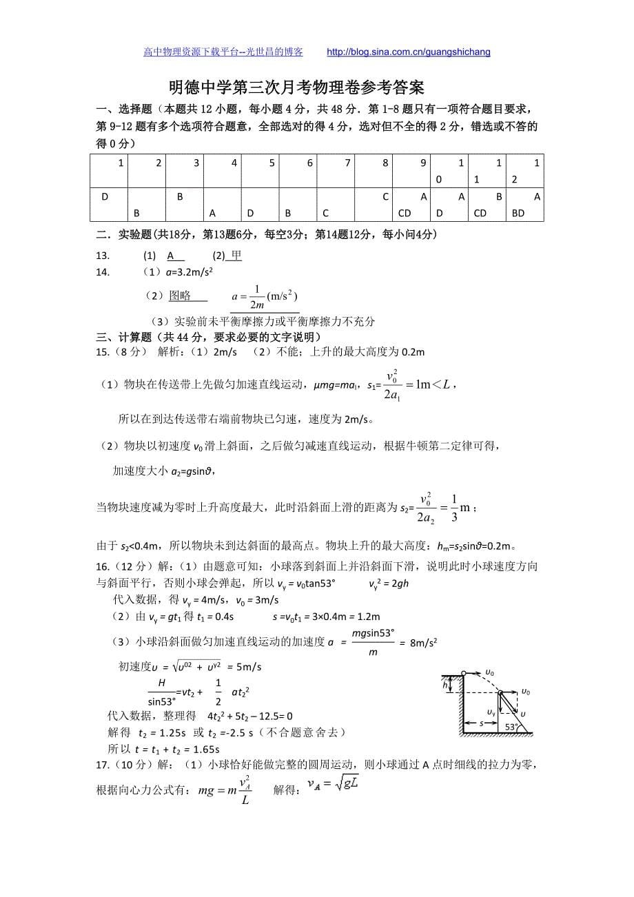 物理卷2016年湖南省高三上学期第三次月考试题（2015.10）_第5页