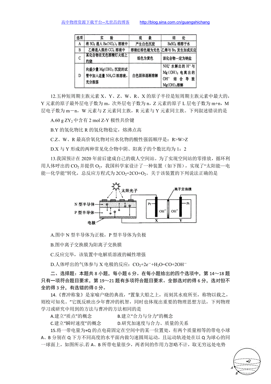 理综卷2016年山东省高三第四次质量检测（2016.04）_第3页