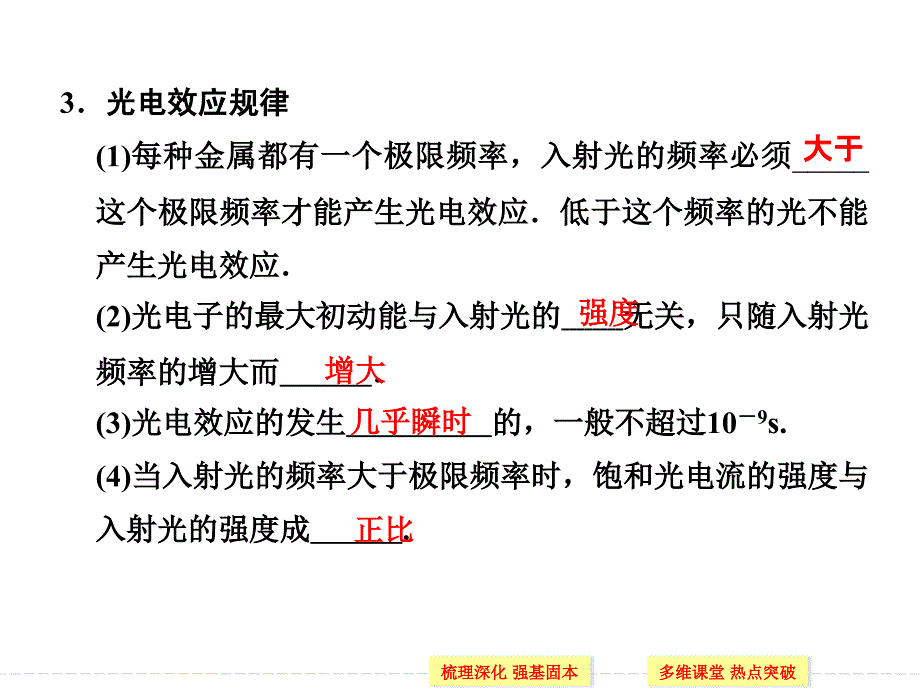 （导与练）2015年高三物理大一轮复习（人教版适用）课件选修3-5 第2讲 光电效应 波粒二象性（梳理深化，多维课堂，47张PPT）_第3页