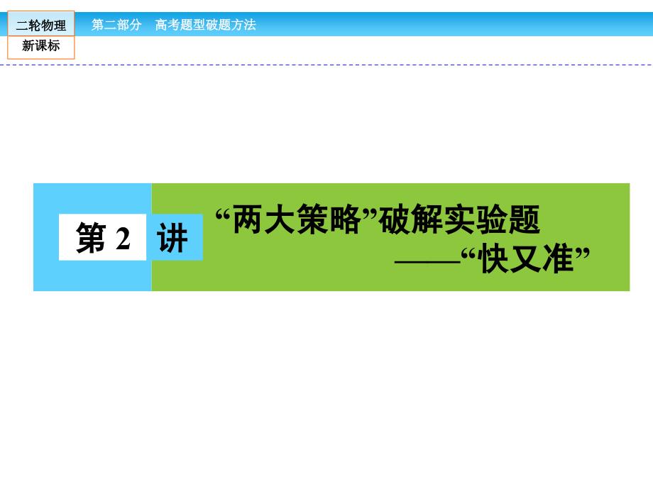 （金版新学案）2016年高三新课标物理二轮高考题型破题方法 第2部分 第2讲 “两大策略”破解实验题 “快又准”_第1页