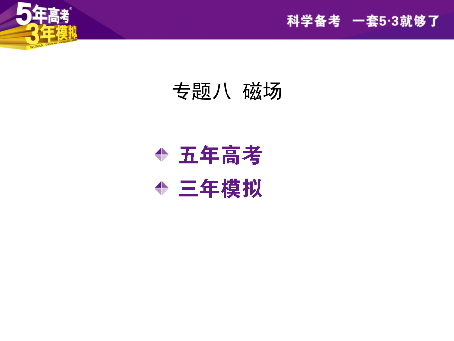 （5年高考3年模拟）2016年高三物理一轮复习（浙江专用，课件）专题八 磁场（共234张PPT）_第1页