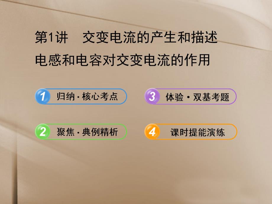 （全程复习）（广西专用）2014年高考物理一轮复习 13.1交变电流的产生和描述 电感和电容对交变电流的作用课件 新人教版_第1页