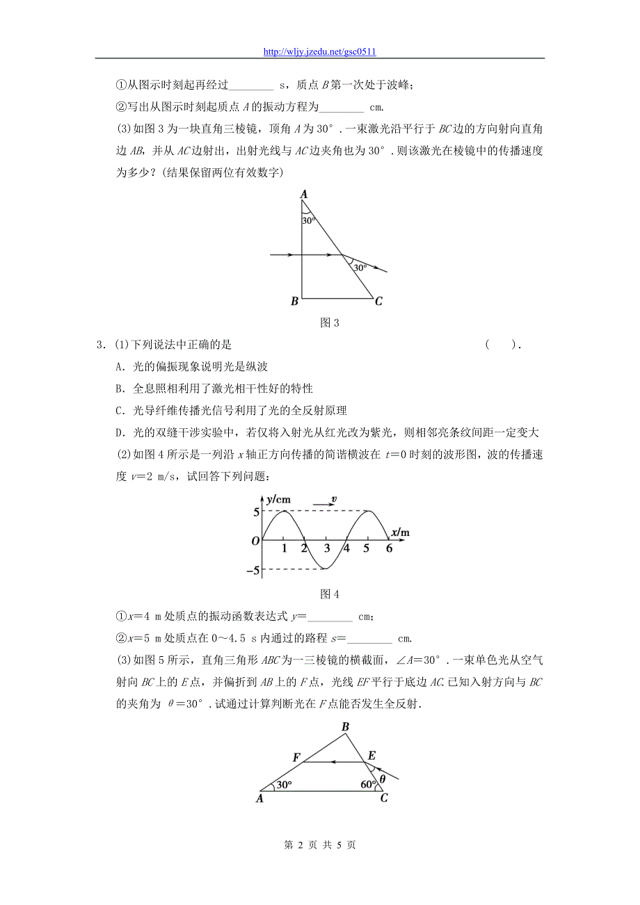 河北省2013年高考物理二轮复习 考点综述 振动和波及光学_第2页