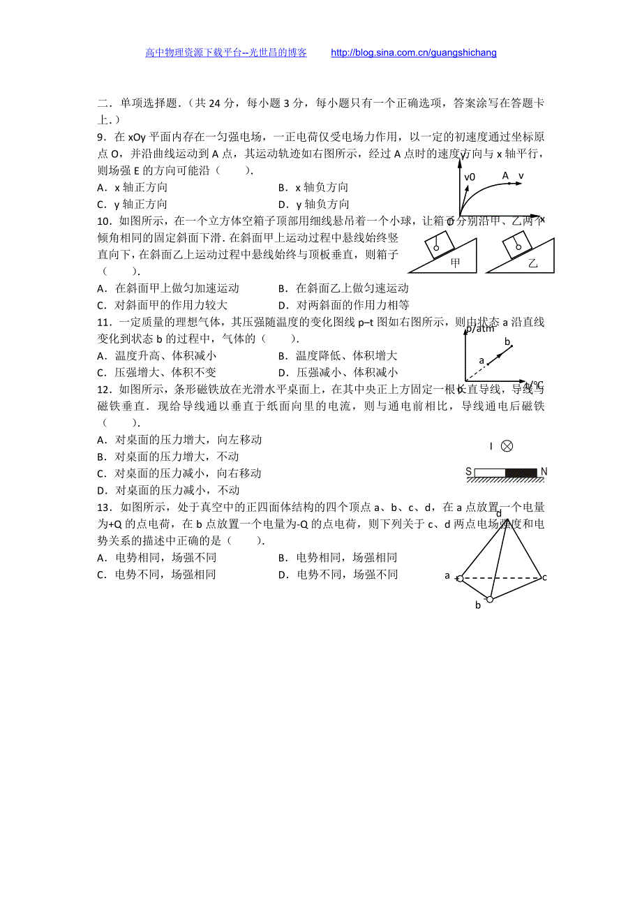 物理卷2015年上海市浦东新区高三4月教学质量检测（二模）（2015.04）_第2页