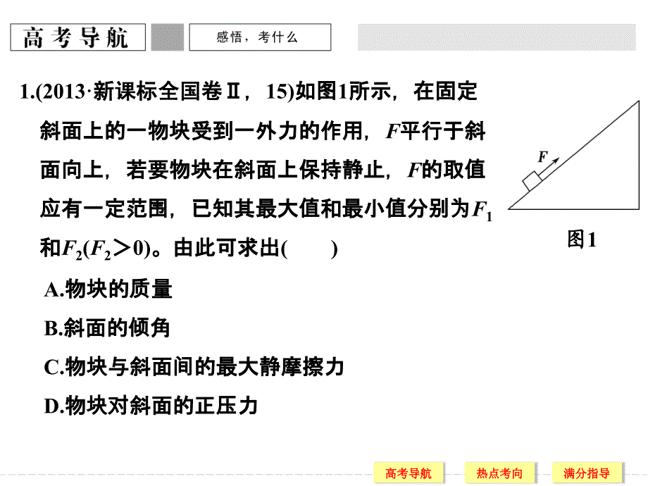 2016创新设计高考物理浙江专用二轮专题复习专题一 力与运动课件+训练 第1讲力与物体的平衡_第3页