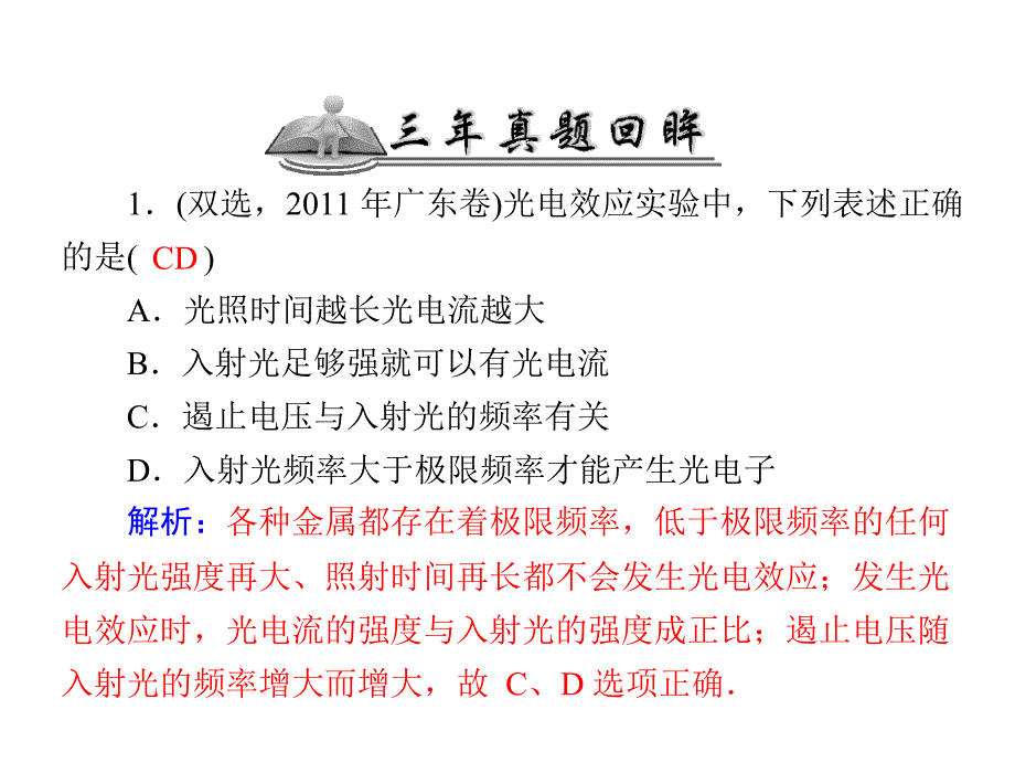 备考2013高考物理一轮金牌训练课件第01部分 专题05第2讲 近代物理初步_第2页