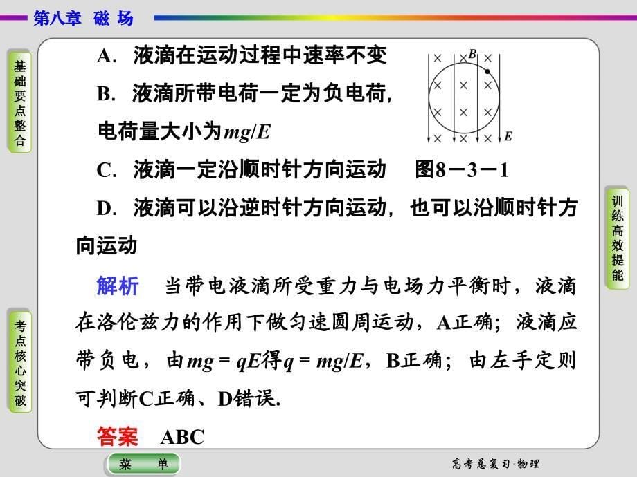 导学教程2015高三物理一轮课件8-3带电粒子在复合场中的运动_第5页