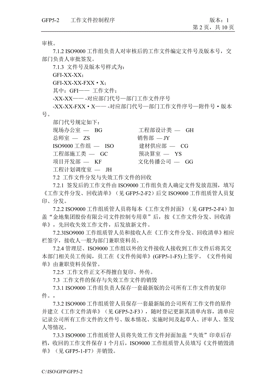 济南舜华园有限公司－工作文件控制程序_第2页