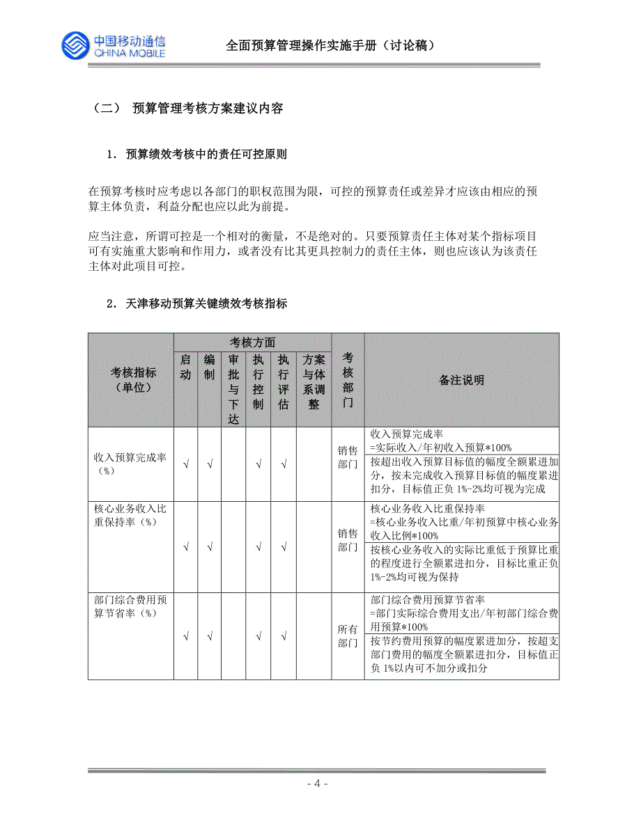 天津移动全面预算管理操作实施手册第五章全面预算编制和执行评估管理体系_第4页