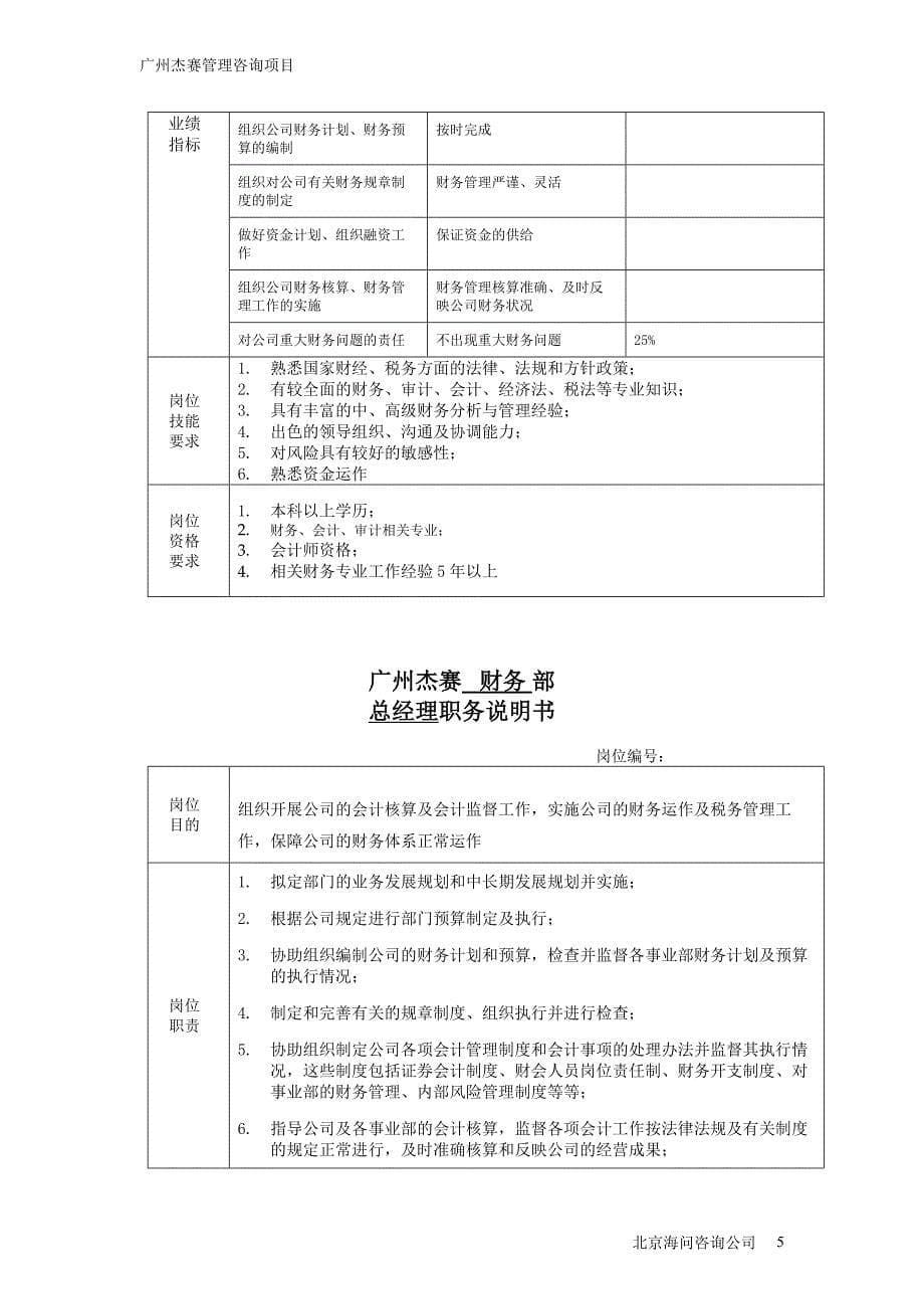 广州杰赛－财务部门岗位说明书(正式）_第5页