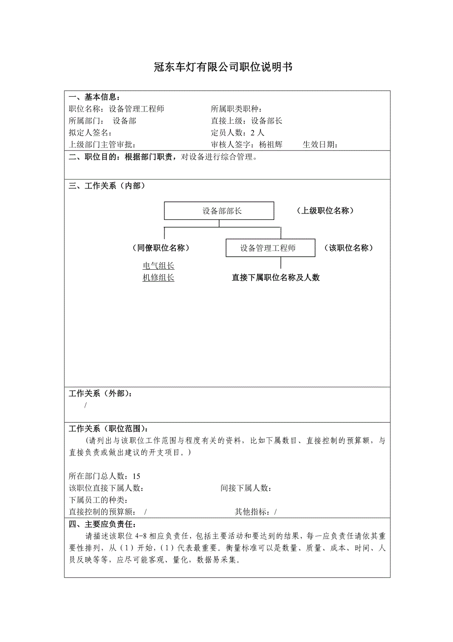 冠东车灯－设备部职务说明书_第3页