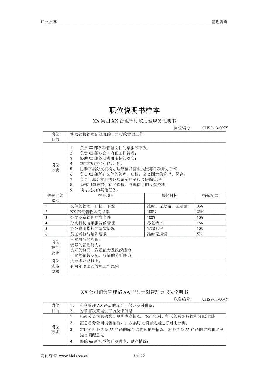 广州杰赛－职务说明书表格3_第5页