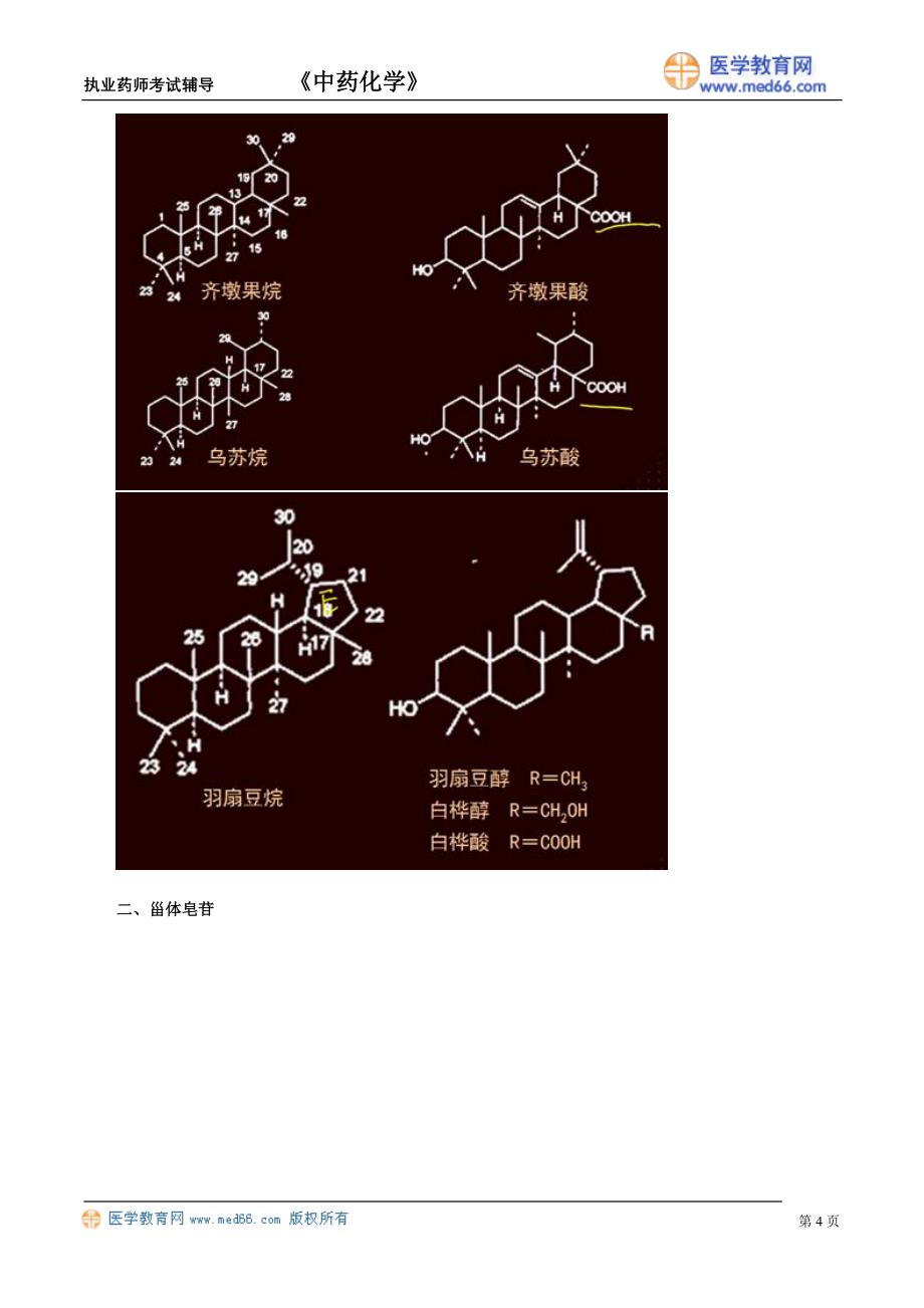 执业药师－中药化学（讲义）皂苷_第4页