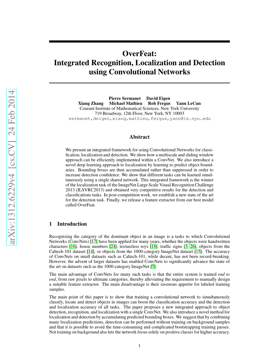 OverFeat Integrated Recognition, Localization and Detection using Convolutional Networks_第1页