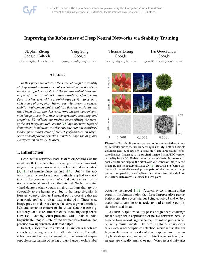 Improving the Robustness of Deep Neural Networks via Stability Training