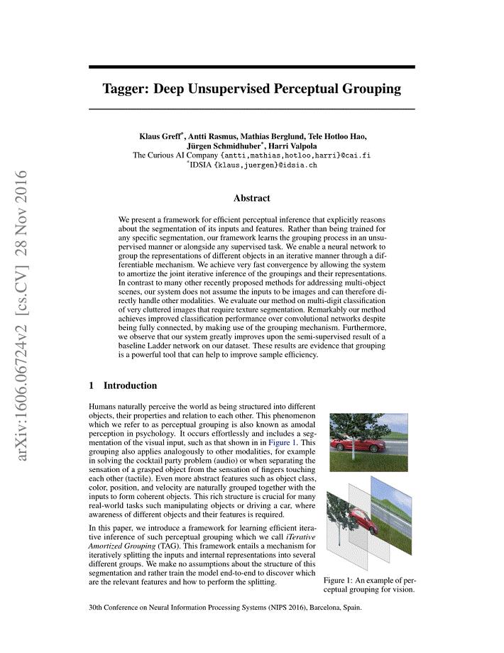 Tagger Deep Unsupervised Perceptual Grouping
