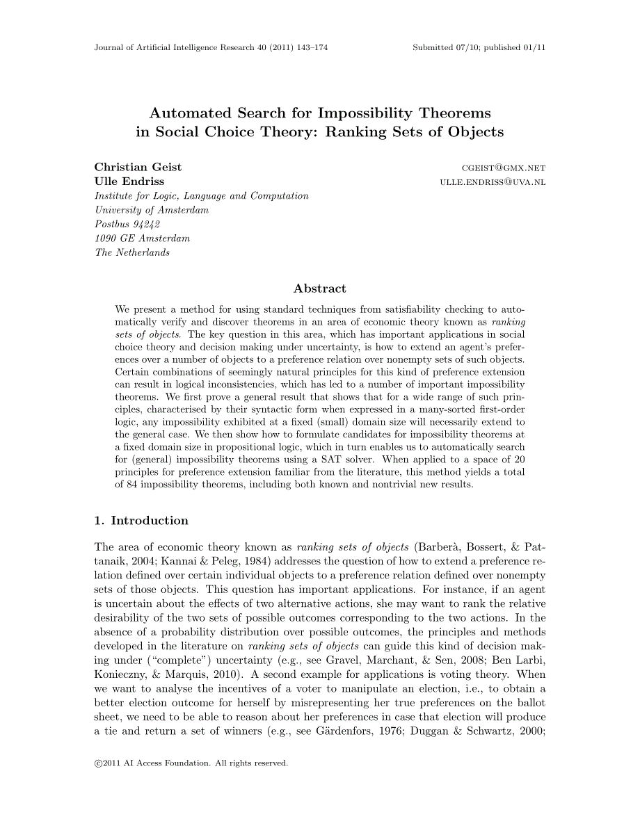 Automated Search for Impossibility Theorems in Social Choice Theory Ranking Sets of Objects_第1页