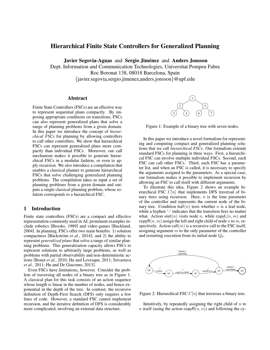 Hierarchical Finite State Controllers for Generalized Planning_第1页