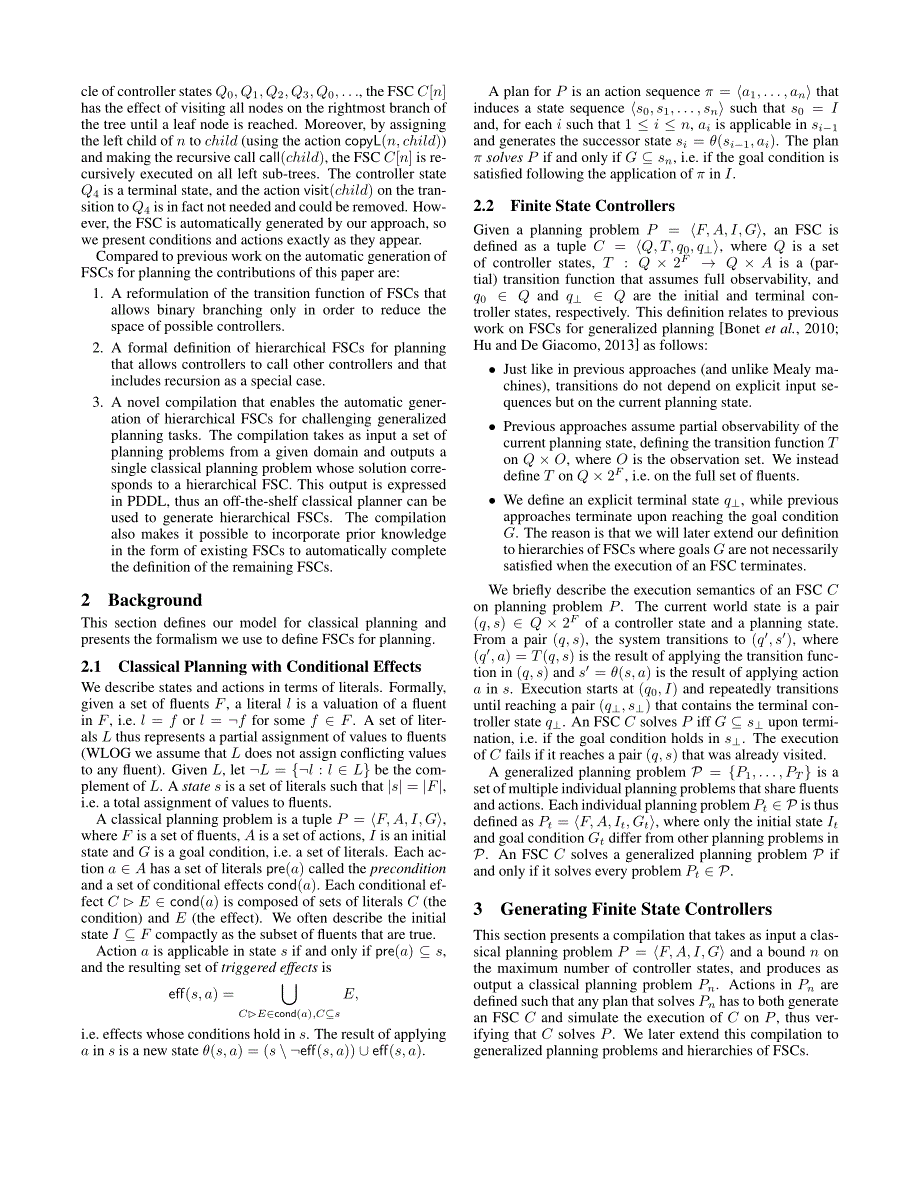 Hierarchical Finite State Controllers for Generalized Planning_第2页