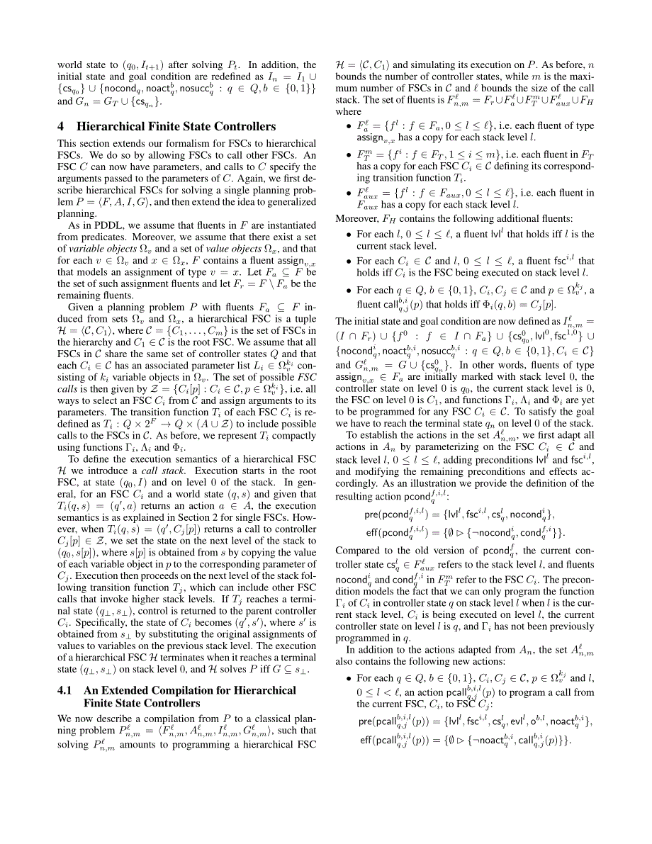 Hierarchical Finite State Controllers for Generalized Planning_第4页