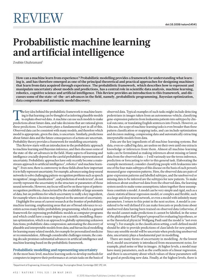 Probabilistic machine learning and artificial intelligence