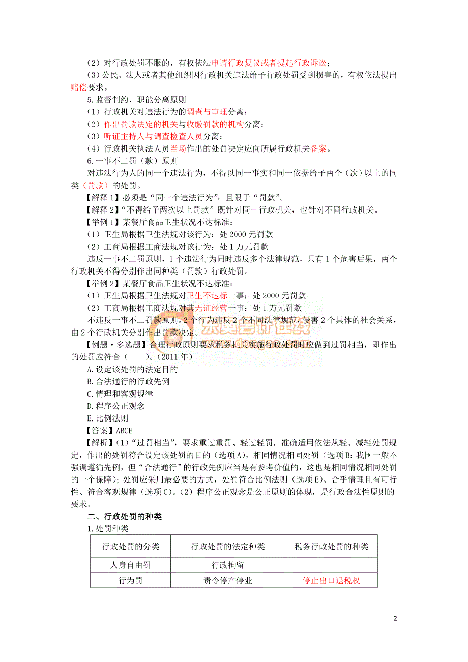 2016税务师涉税服务相关法律彭娟娟基础班讲义--- 行政处罚法律制度_第2页