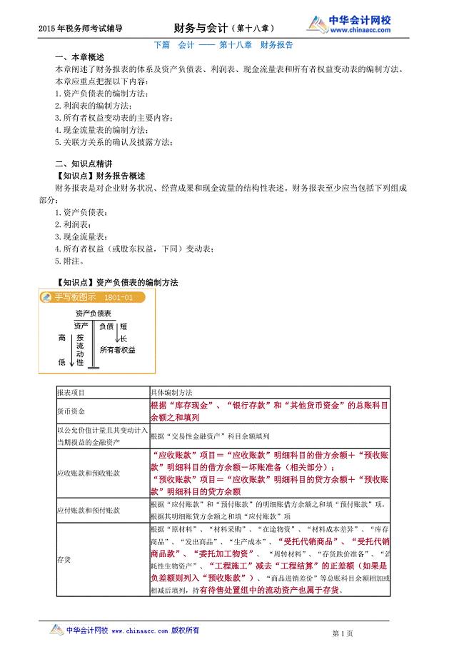 财务与会计复习讲义--- 财务报告