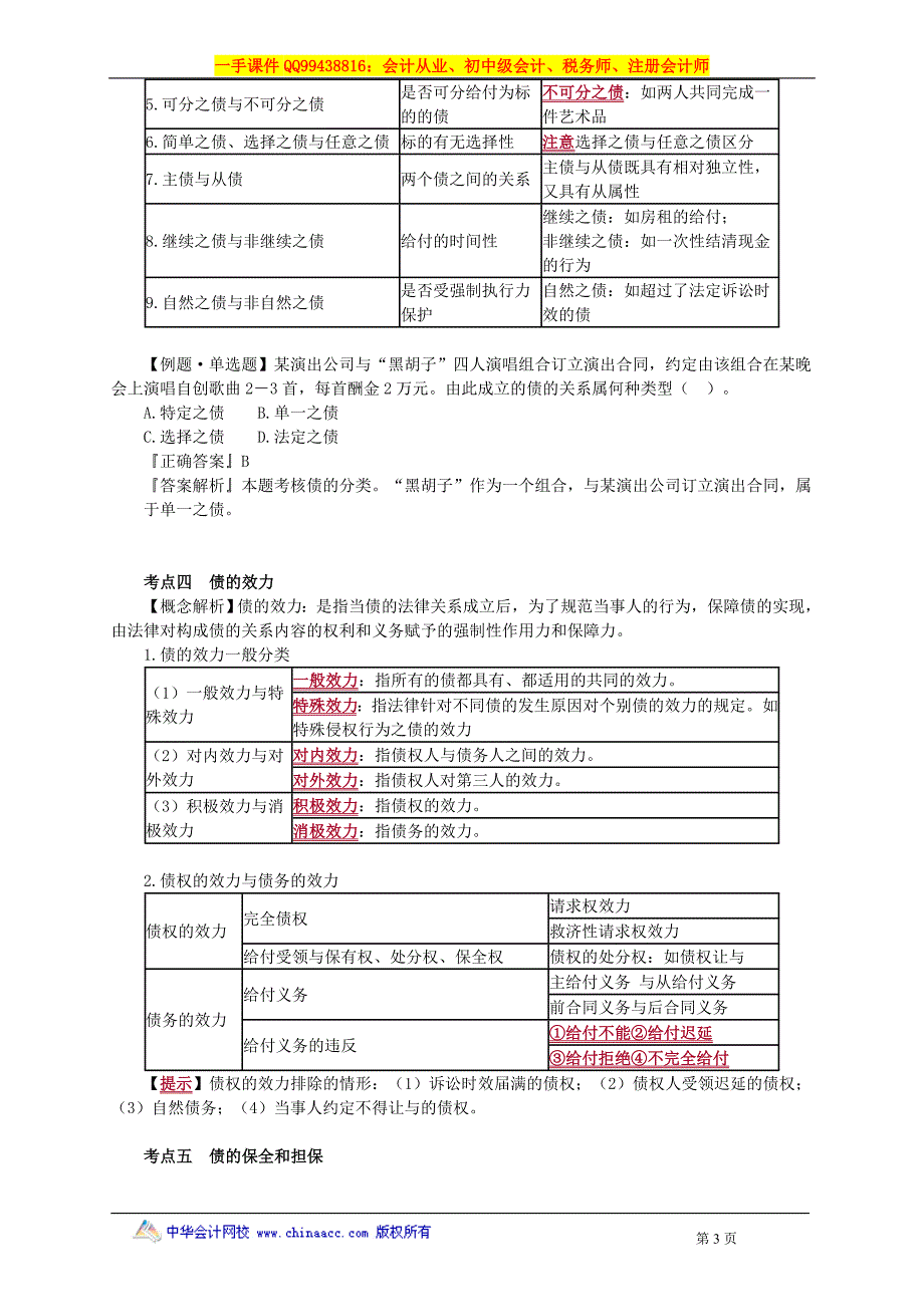 2016税务师涉税服务相关法律赵俊峰基础班讲义--- 债权法律制度_第3页